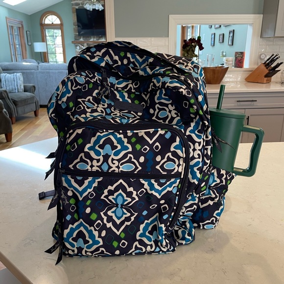 Blue Vera Bradley School Backpack with Multiple Zipper Pockets - Picture 2 of 6